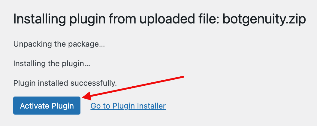 Wordpress Plugin Installed