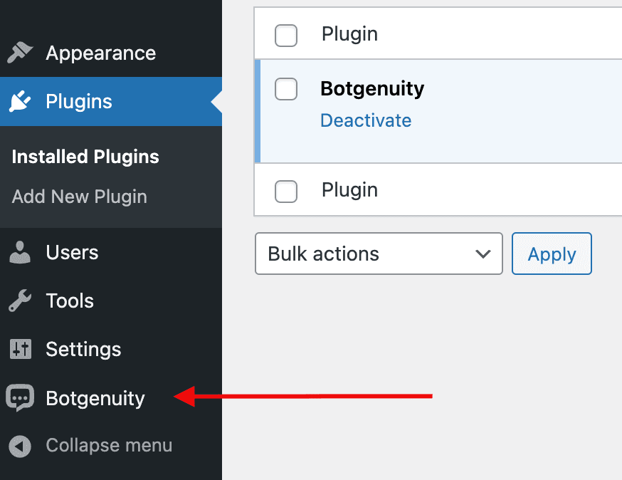 Wordpress Plugin Menu